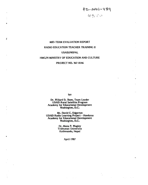 Mid-term evaluation report : radio education teacher training II