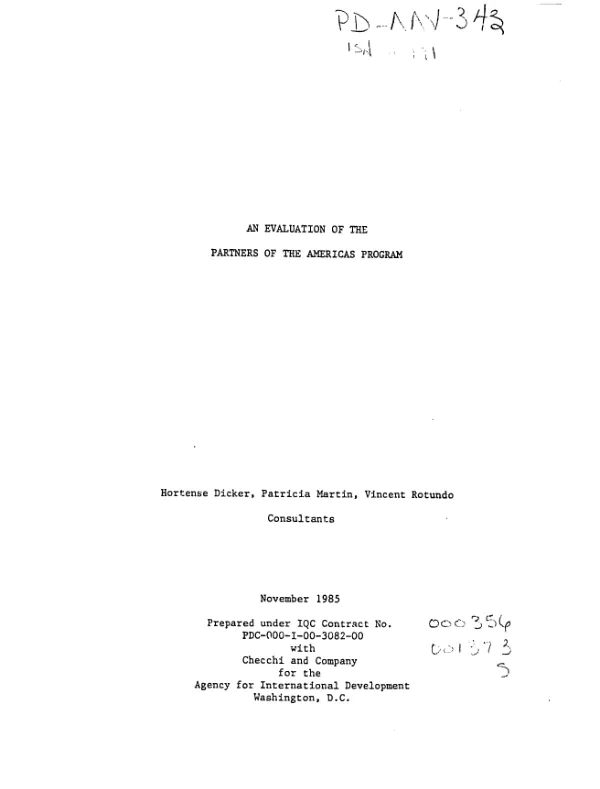 Evaluation of the Partners of the Americas Program