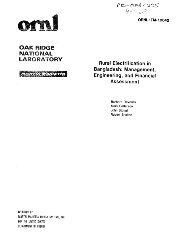 Rural electrification in Bangladesh : management, engineering, and financial assessment