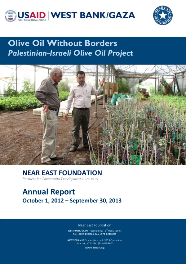 Olive Oil Without Borders: Annual Report 2012-2013