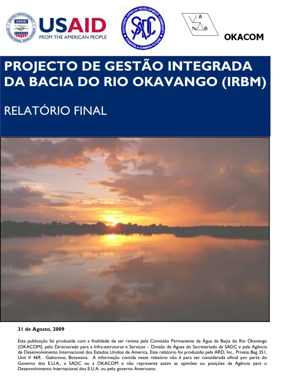 Projecto de gestao integrada da bacia do rio Okavango (IRBM) relatorio final