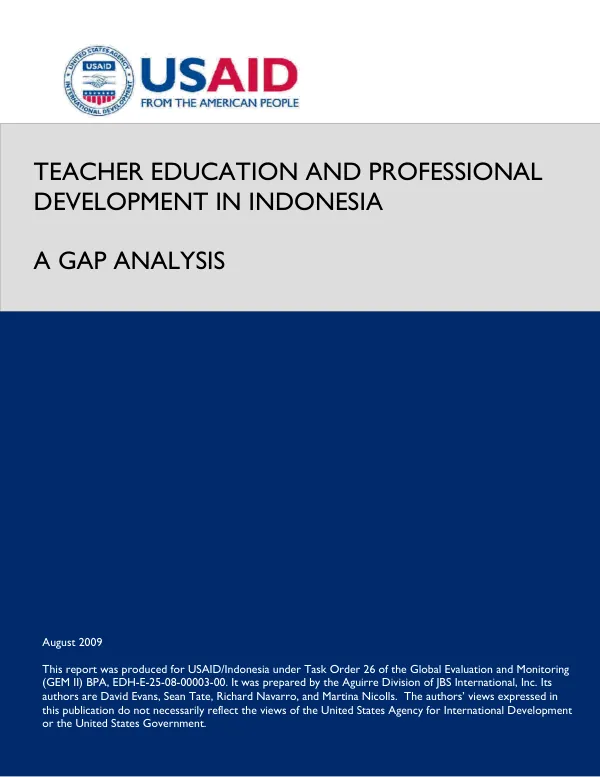 Teacher education and professional development in Indonesia : a GAP analysis