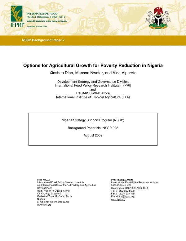 Options for agricultural growth for poverty reduction in Nigeria