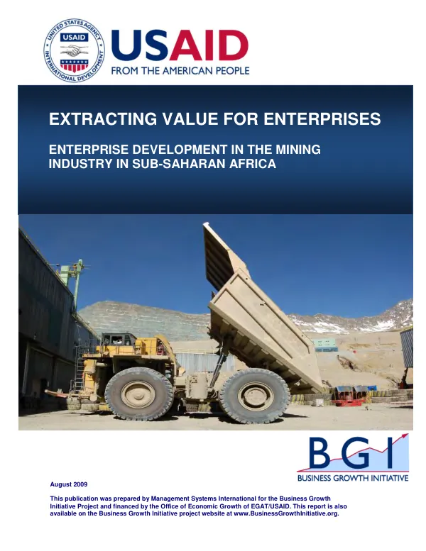 Extracting value for enterprises : enterprise development in the mining industry in Sub-Saharan Africa