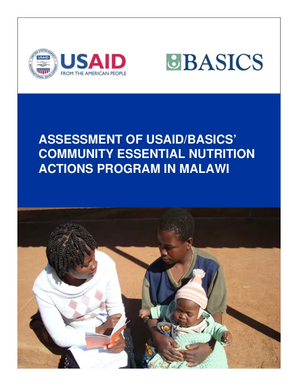 Assessment of USAID/Basics" community essential nutrition actions program in Malawi