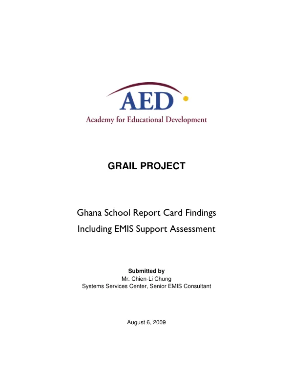 Ghana school report card findings, including EMIS support assessment