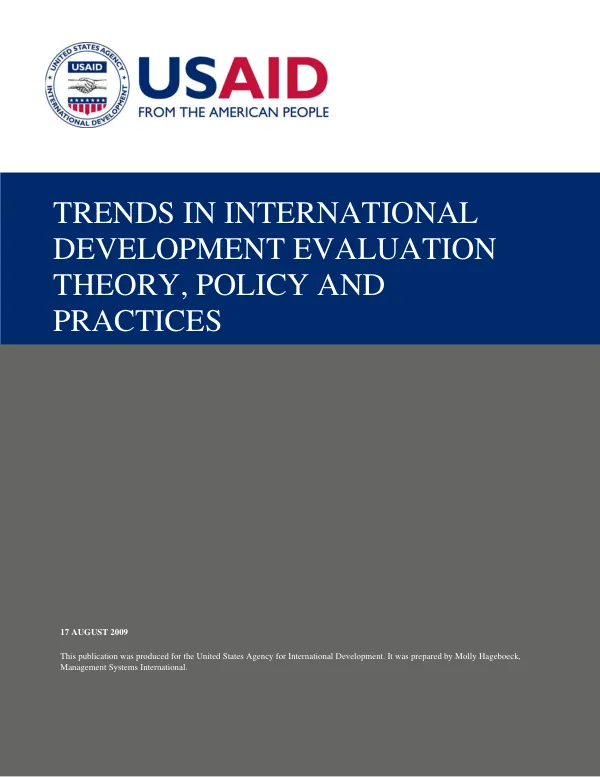 Trends in international development evaluation theory, policy and practices