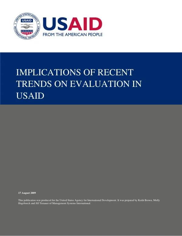Implications of recent trends on evaluation in USAID