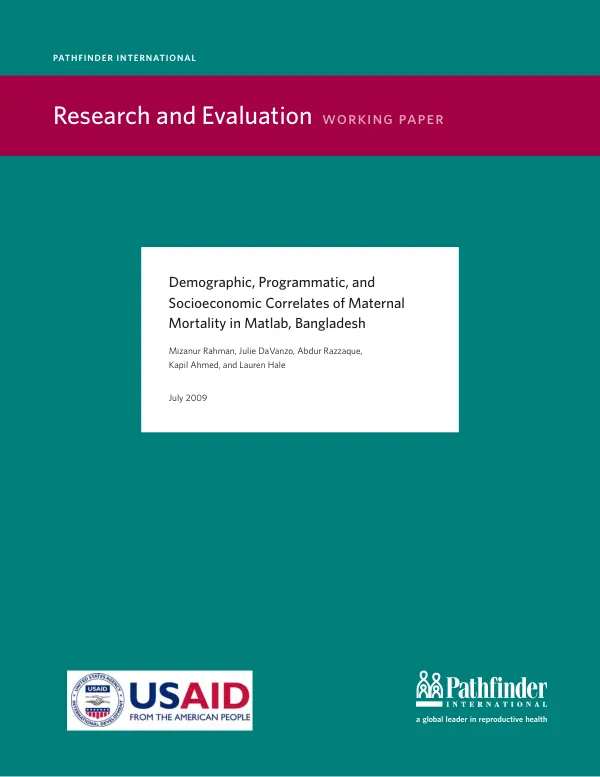 Demographic, programmatic, and socioeconomic correlates of maternal mortality in Matlab, Bangladesh