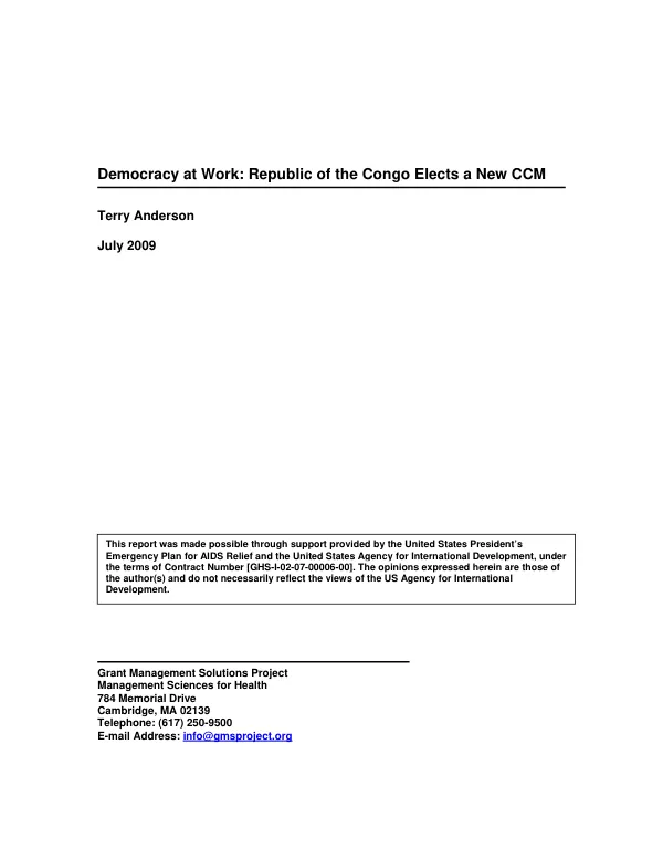 Democracy at work : Republic of the Congo elects a new CCM (country coordinating mechanism)