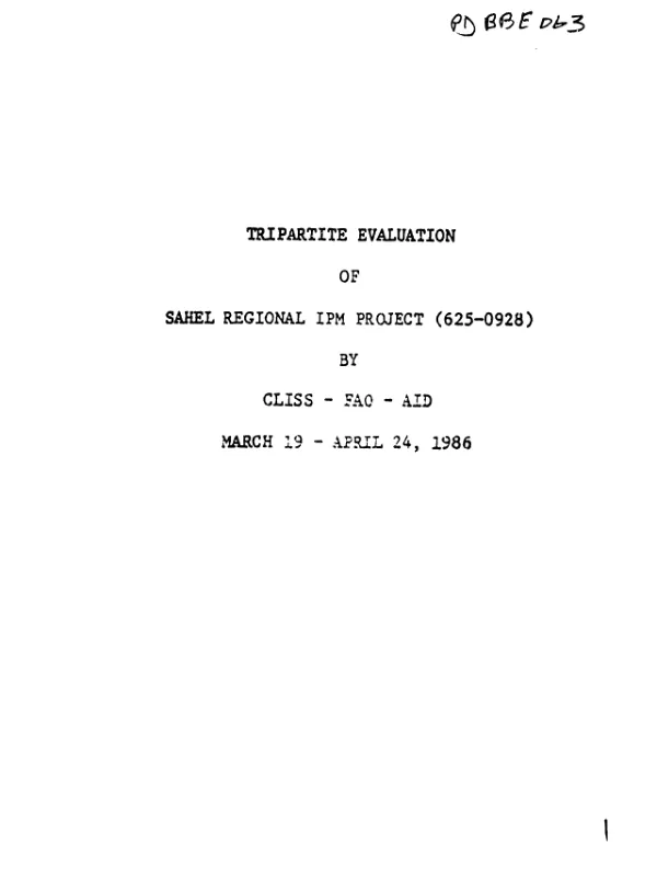 Tripartite evaluation of Sahel regional IPM project (625-0928)