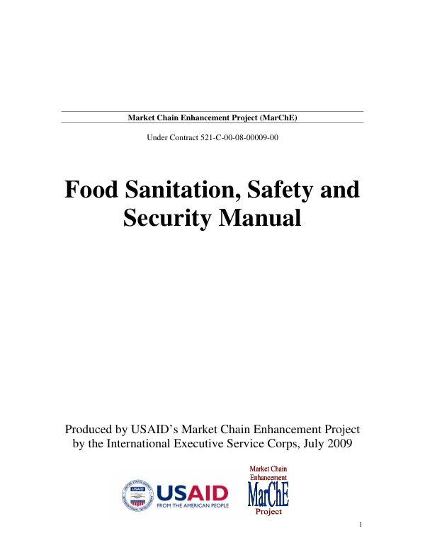 Food sanitation, safety and security manual