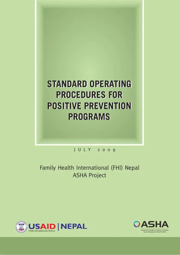 Standard operating procedures for positive prevention program