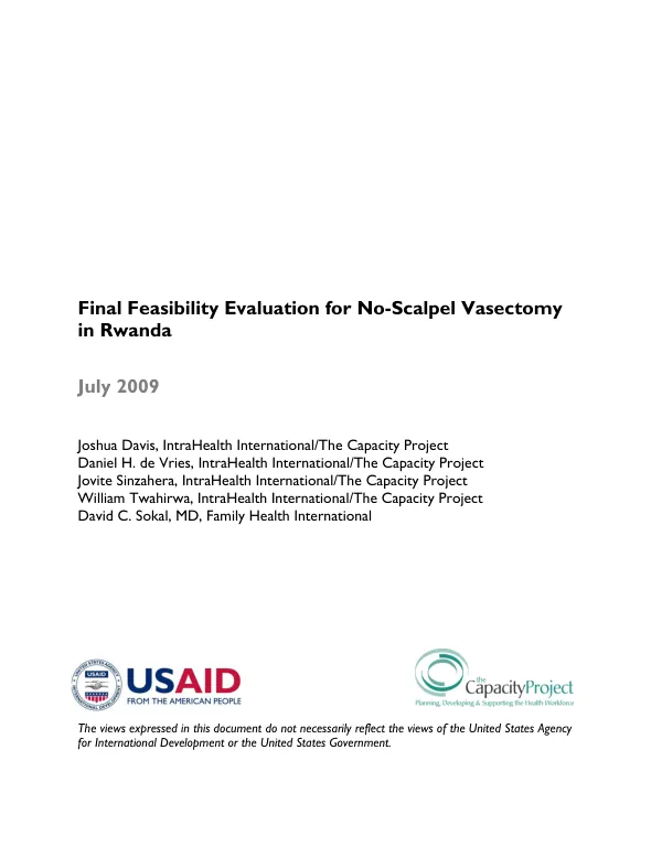 Final feasibility evaluation for no-scalpel vasectomy in Rwanda