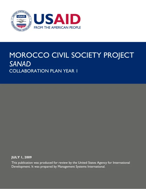 Morocco civil society project : SANAD -- collaboration plan year 1