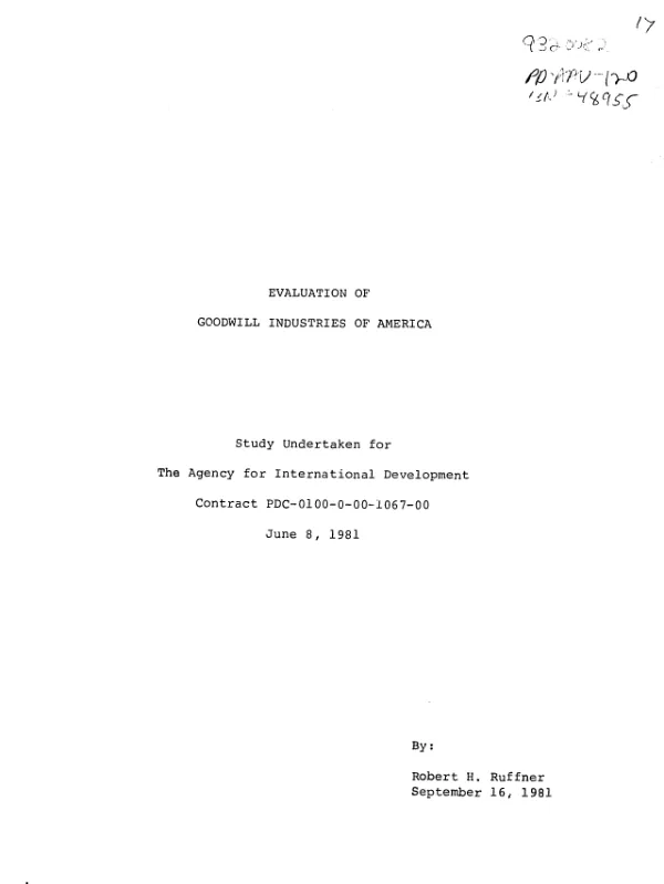 Evaluation of Goodwill Industries of America