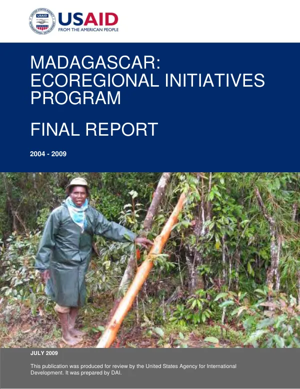 Madagascar ecoregional initiatives program : final report, 2004-2009