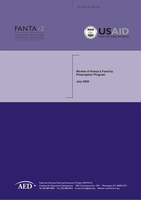 Review of Kenya"s food by prescription program