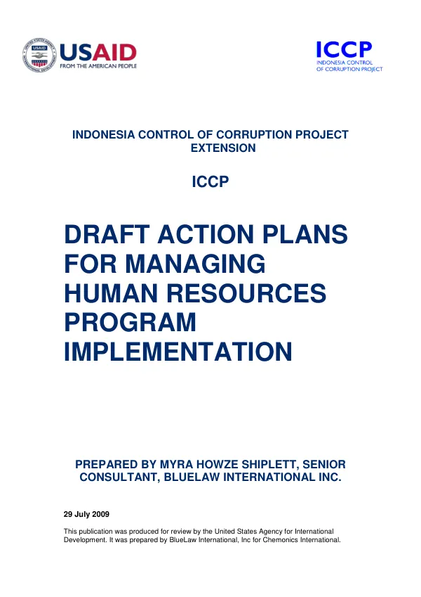Draft action plans for managing human resources program implementation