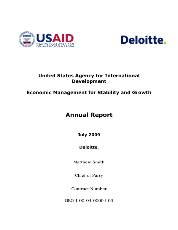 Economic management for stability and growth : annual report -- July 2009