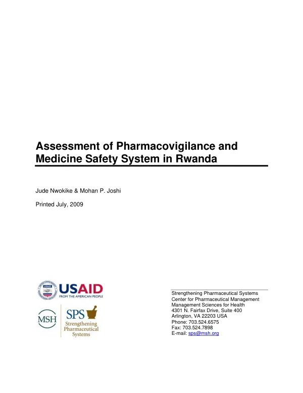 Assessment of pharmacovigilance and medicine safety system in Rwanda