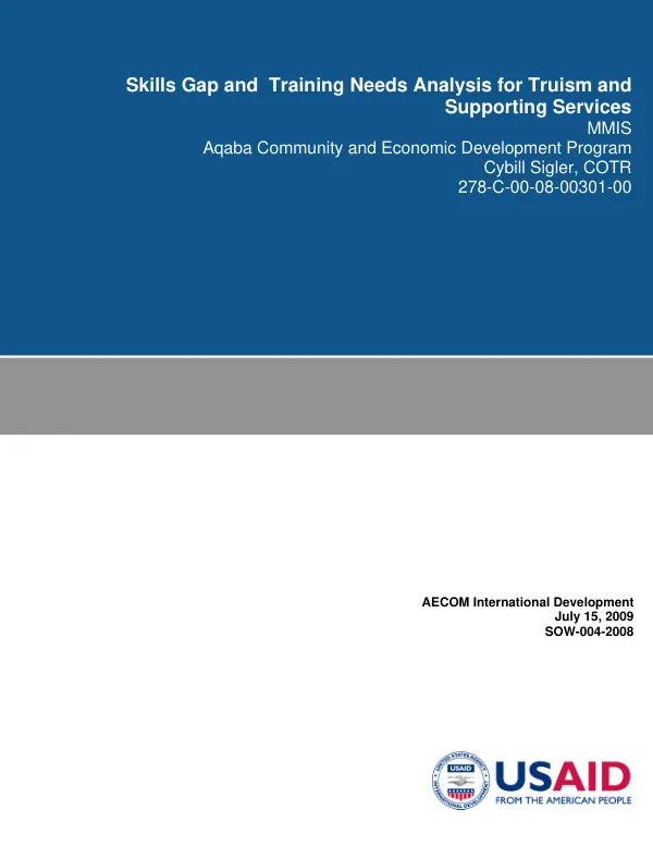 Skills gap and training needs analysis for tourism and supporting services