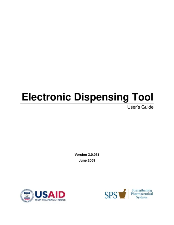 Electronic dispensing tool : user"s guide