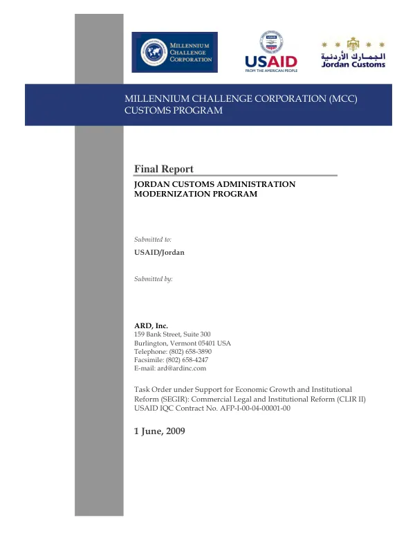 Final report : Jordan customs administration modernization program