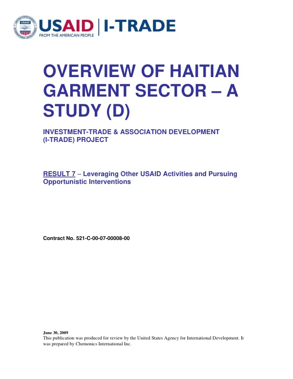 Overview of Haitian garment sector -- a study (D)