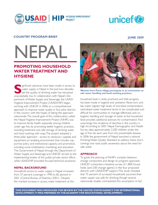 Promoting household water treatment and hygiene
