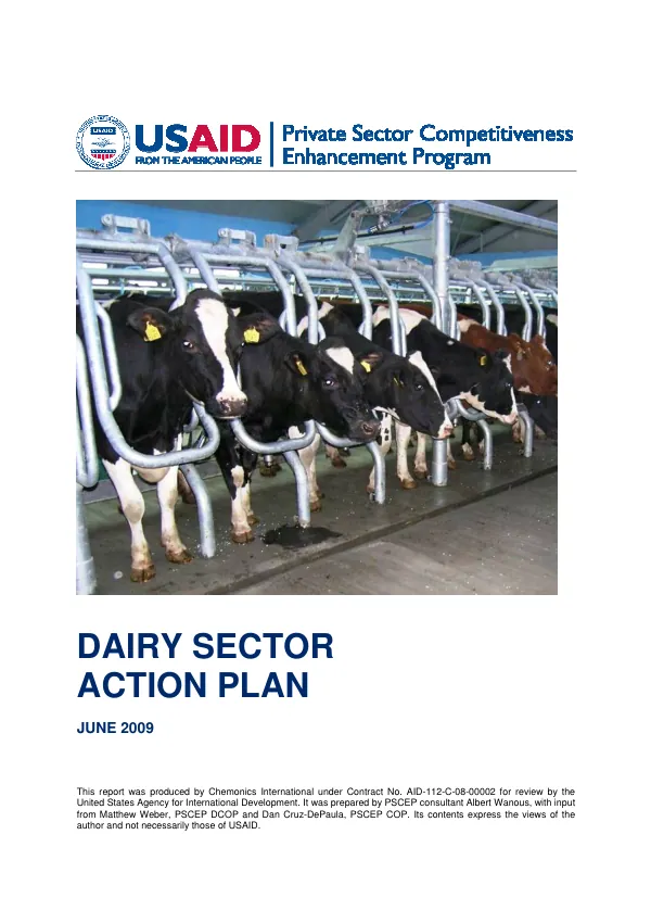 Private sector competitiveness enhancement program : dairy sector action plan