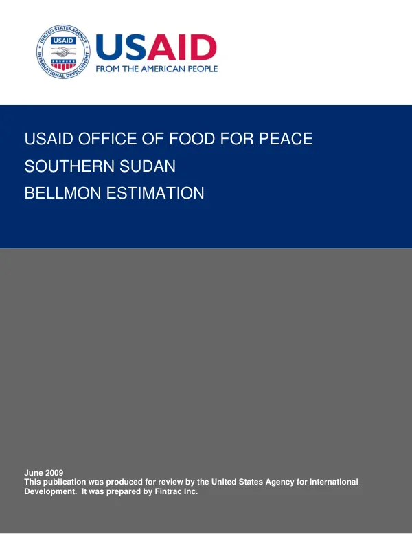 USAID Office of Food for Peace Southern Sudan Bellmon estimation