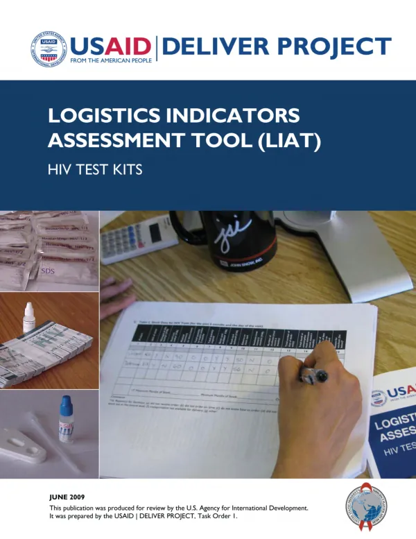 Logistics indicators assessment tool (LIAT) : HIV test kits