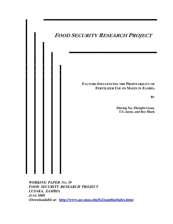 Factors influencing the profitability of fertilizer use on maize in Zambia
