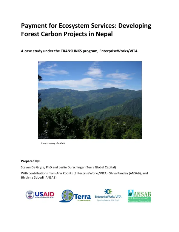 Payment for ecosystem services : developing forest carbon projects in Nepal : a case study