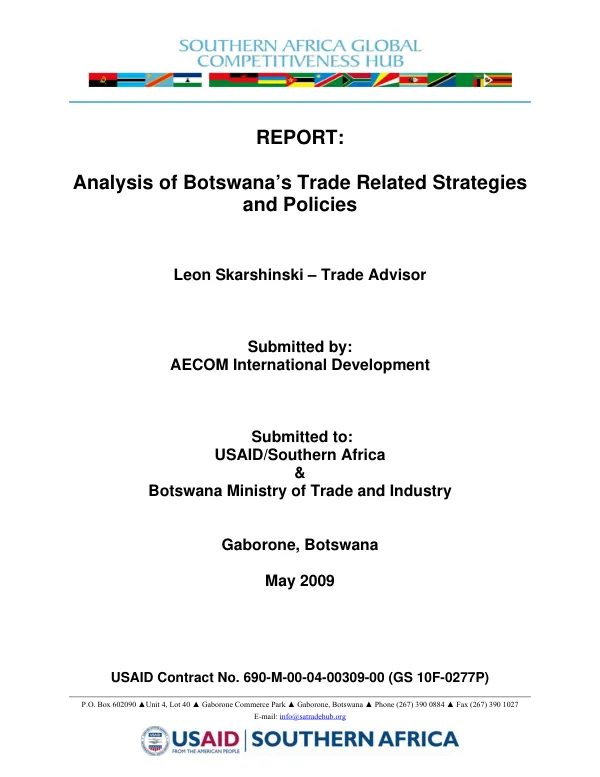 Report : analysis of Botswana"s trade related straegies and policies