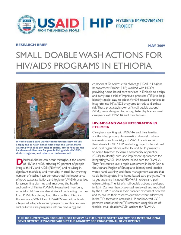 Small doable wash actions for HIV/AIDS programs in Ethiopia
