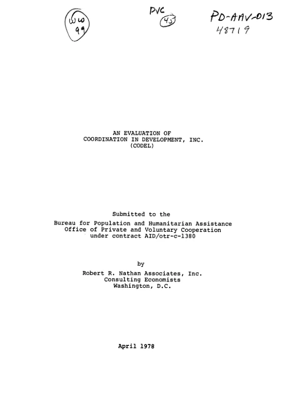 Evaluation of Coordination in Development, Inc. (CODEL)
