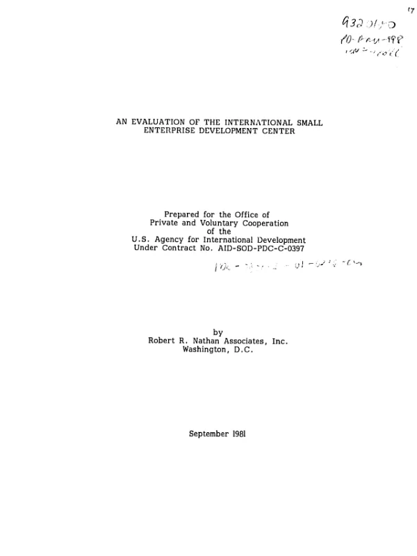 Evaluation of the International Small Enterprise Development Center
