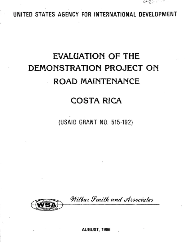 Evaluation of the demonstration project on road maintenance : Costa Rica