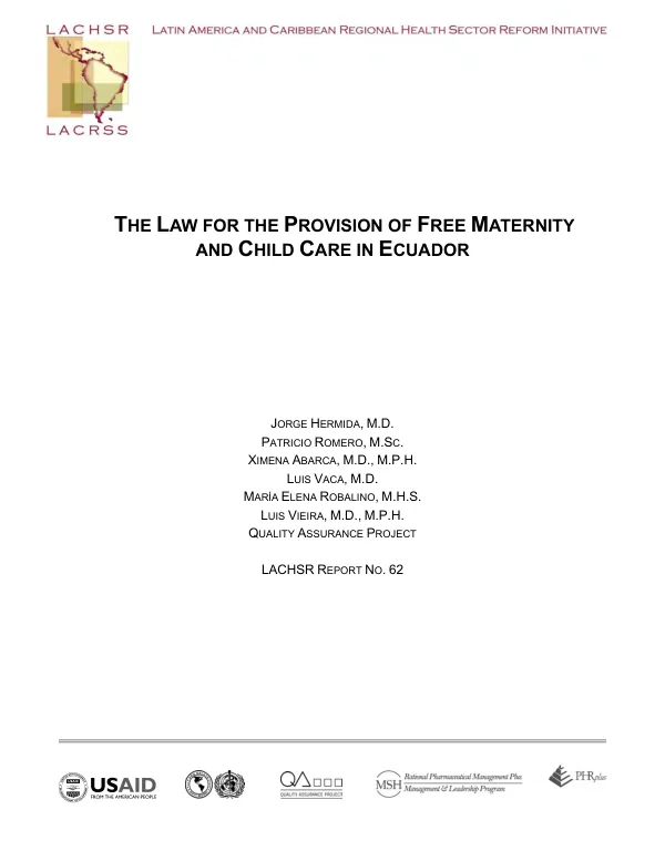 HSS [Health systems strengthening] assessment team : a framework for consideration -- Islamabad, Pakistan