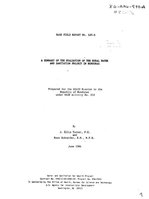 Summary of the evaluation of the rural water and sanitation project in Honduras