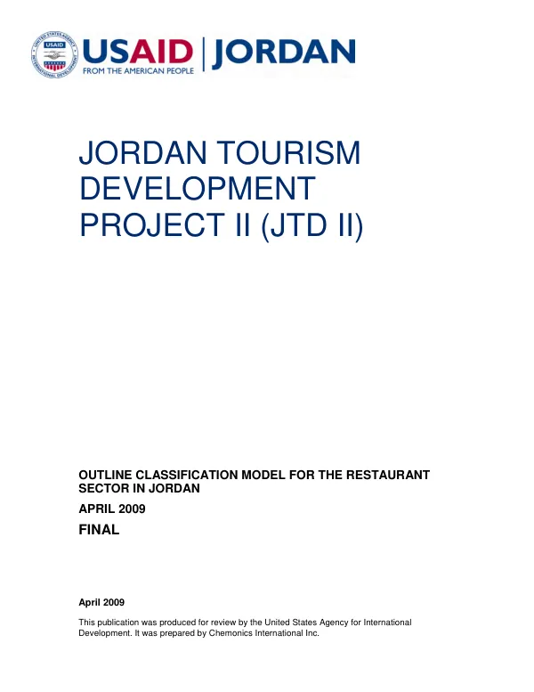 Outline classification model for the restaurant sector in Jordan : final