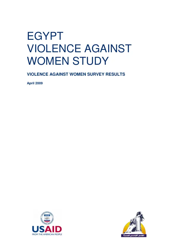Egypt : violence against women study -- violence against women survey results