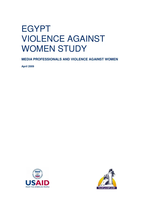 Egypt : violence against women study -- media professionals and violence againt women