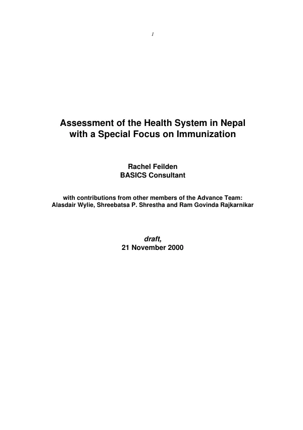 Assessment of the health system in Nepal with a special focus on immunization