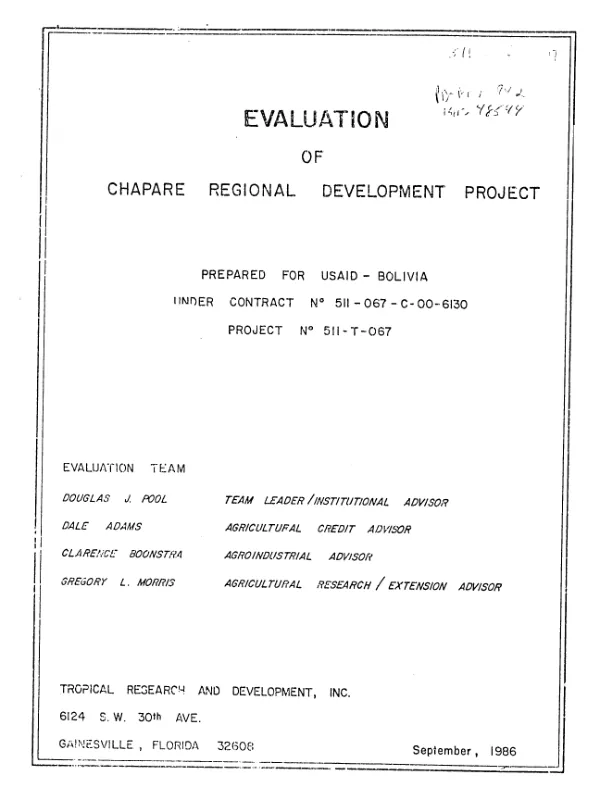 Evaluation of Chapare regional development project