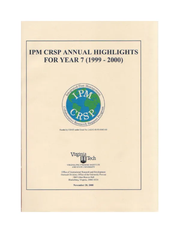 IPM CRSP annual highlights for year 7 (1999-2000)
