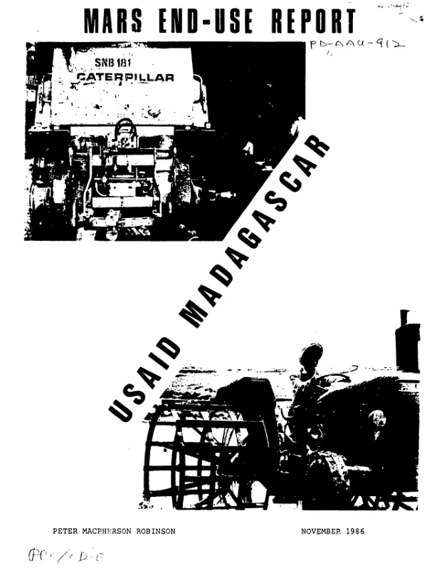 Report of end use study of the commodity import component of the Madagascar agricultural rehabilitation support (MARS) I project