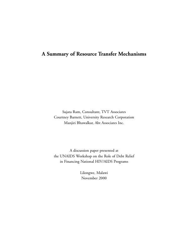 Summary of resource transfer mechanisms